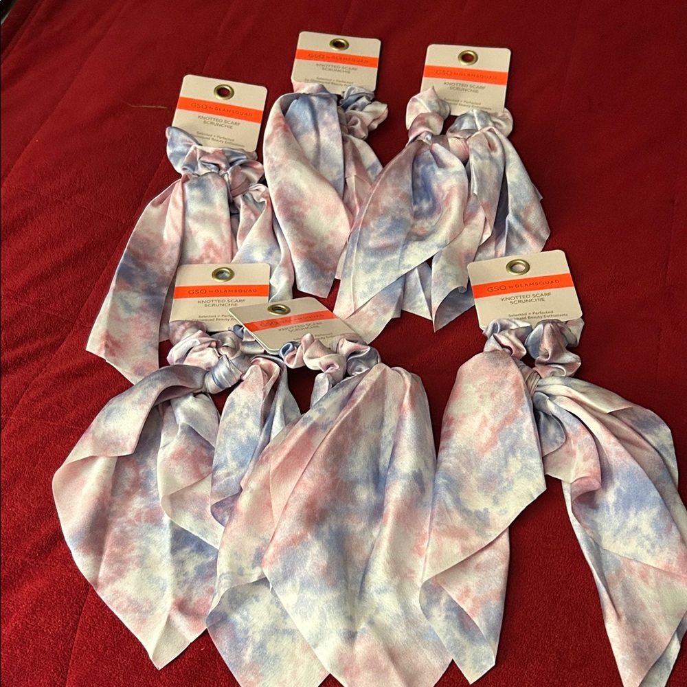 6 Tie-Dye Hair Scrunchies w ties